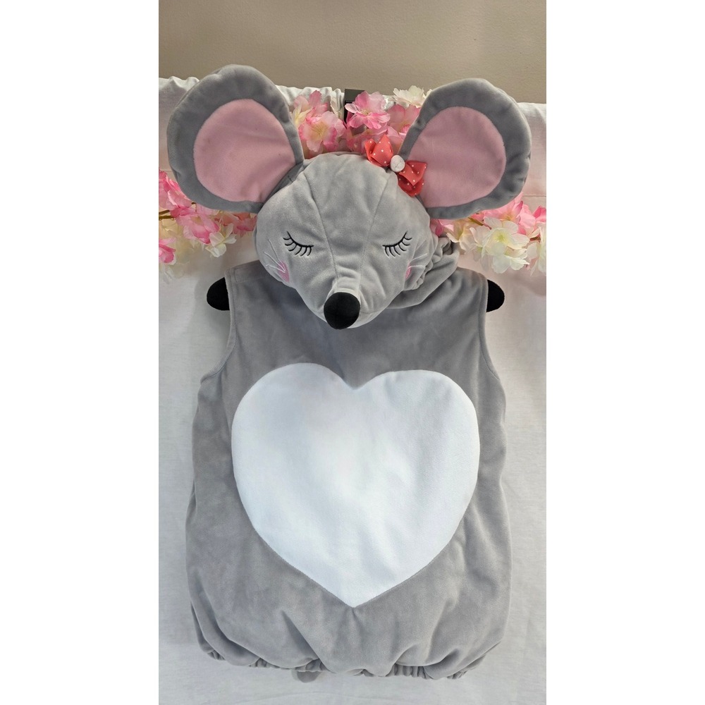 Koala Kids Grey Mouse Plush Costume Hooded Vest Girls Size 12-18 Months